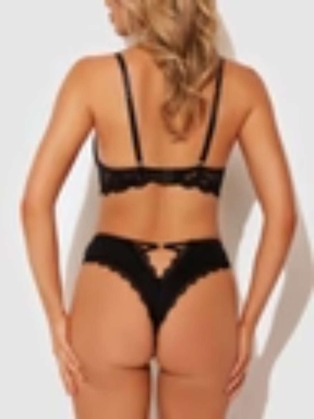 Frederick's of Hollywood Jenna Micro & Lace Heart Cheeky Black Panty-NWT